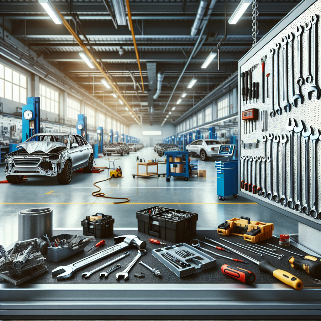 Image générée par IA - Un atelier de carrosserie propre et bien équipé av...